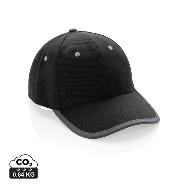 Impact AWARE™ Brushed rcotton 6 panel contrast cap 280gr - Black
