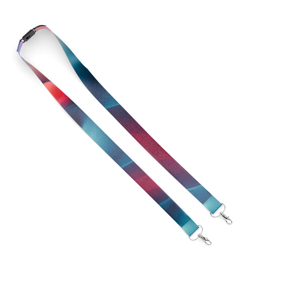 Sublimations-Lanyard aus rPET mit 2 Karabinern - 20mm Breite / Metallkarabiner / Sicherheitsverschluss