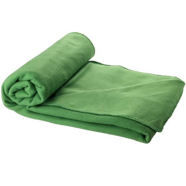 Huggy fleece plaid blanket with carry pouch 150x120 cm - Green