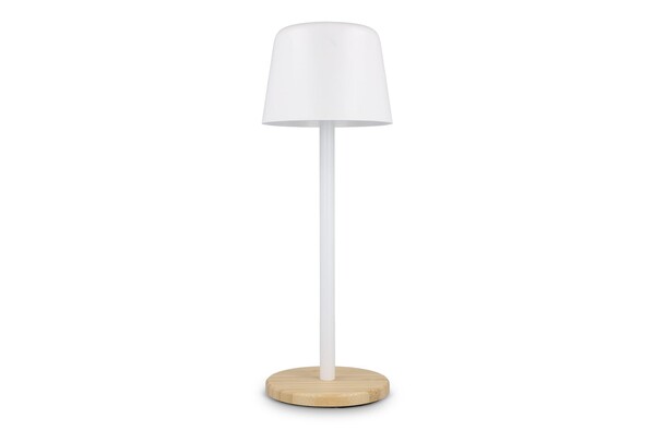 Lampe de table Solis à intensité variable avec pied en bambou - Blanc