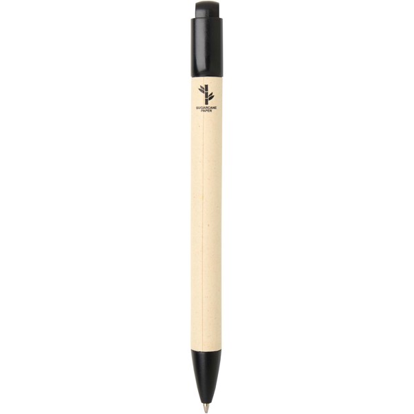 Stylo bille Liliana en papier de canne à sucre (encre bleue) - Noir
