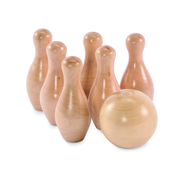 Mini bowling set Bolito, pine wood, 6 pins