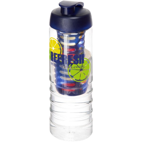 H2O Active® Treble 750 ml flip lid bottle & infuser - Transparent / Blue