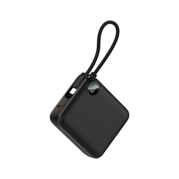 Compact 10000mAh power bank with LED display - WHITE