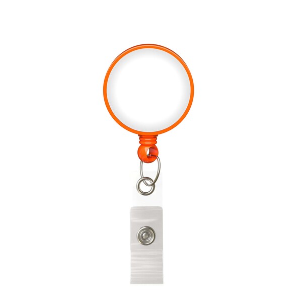 Zatahovací naviják kulatého tvaru s logem ⌀2,8 cm - Plnobarevné / Orange / Spona na opasek
