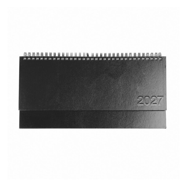 Agenda Da Tavolo Settimanale 2027 Con Copertina In Cartoncino Laminato - Nero