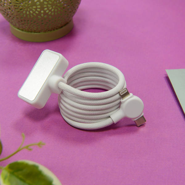 DAO - CÂBLE MAGNÉTIQUE 100W & TRANSFERT DE DONNÉES RAPIDE 4 EN 1 - BLANC