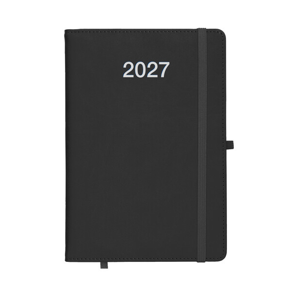 Agenda Giornaliera 2027, Copertina Rigida In Pu Termovirante Con Impuntura Perimetrale - Nero