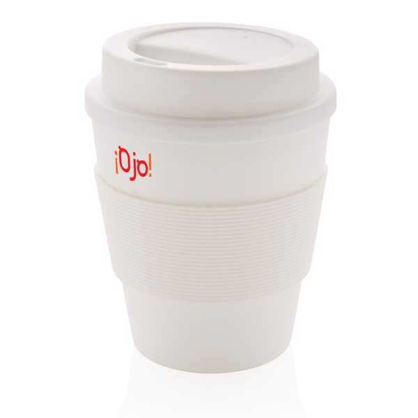 Reusable Coffee cup with screw lid 350ml - White