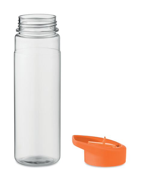 Steklenica iz reciklirane PET plastike s preklopnim pokrovčkom Alabama, 650 ml - Oranžna