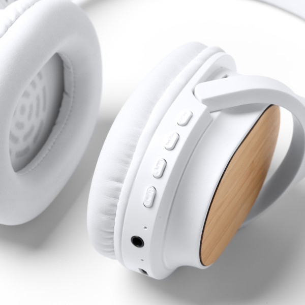 Wireless headphones personalised in recycled ABS and bamboo with Bluetooth and built-in microphone
