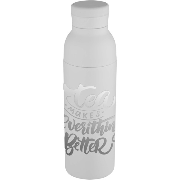 Illuminate 650 ml RCS recycled stainlesss steel double wall insulated water bottle - White