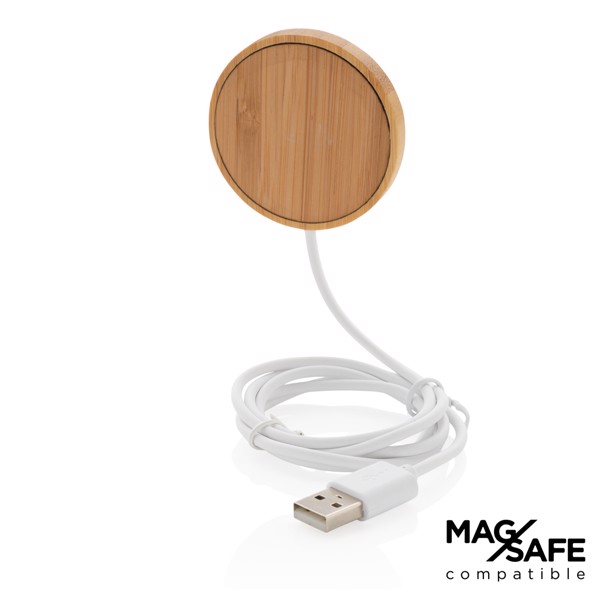 10W bamboo magnetic wireless charger