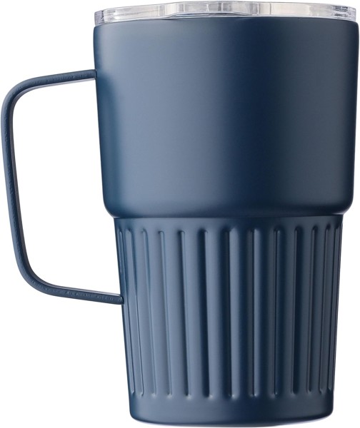 Recycled stainless steel double-walled travel mug (450 ml) Calo - White