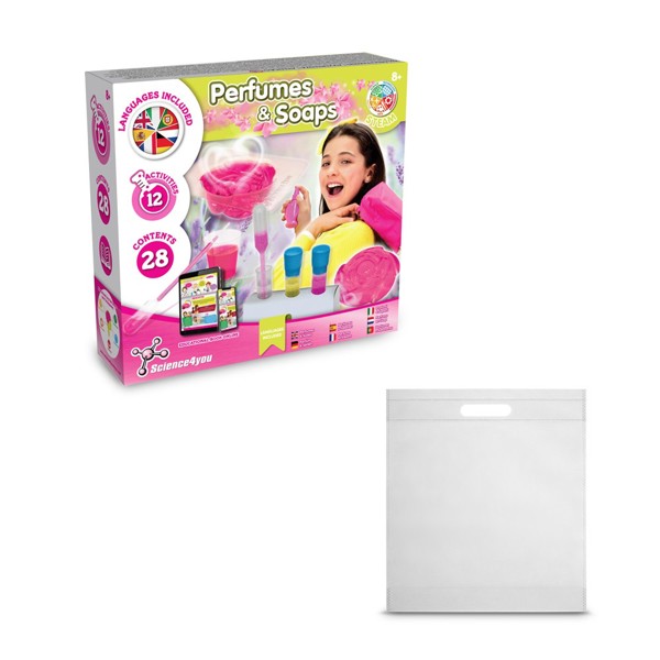 Perfume & Soap Factory Kit IV. Jogo didático fornecido com saco de oferta em non-woven (80 g/m²) - Branco