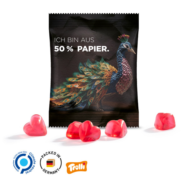 Minitüte 10G, Fruchtgummi Standardformen, Weiß / Trolli Fruchtgummi Flugzeuge, 10 G / Folie Mit 50% Papieranteil, Weiß