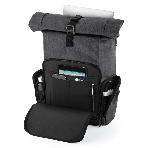 Q-Tech Charge Roll-Top Backpack - Black / ONE SIZE