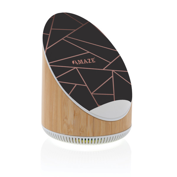 Ovate bamboo 5W speaker with 15W wireless charger