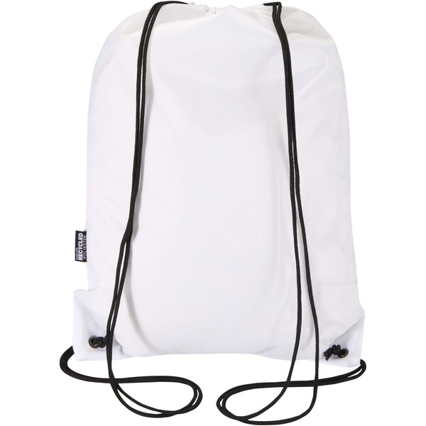 Oriole RPET drawstring bag with zipped front pocket 5L - White