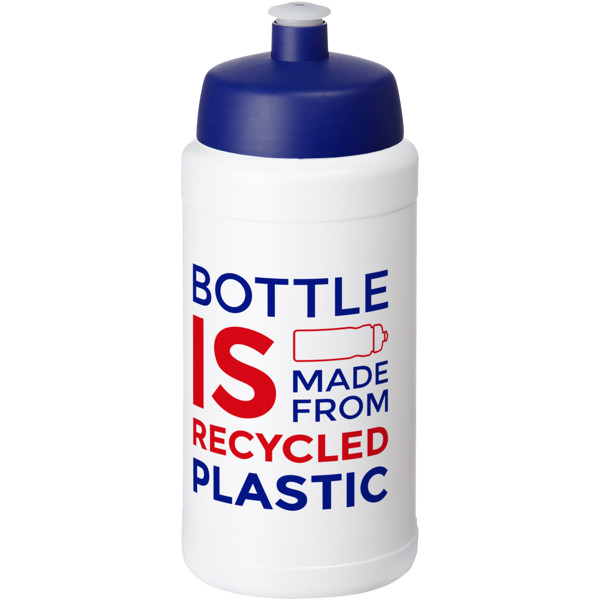 Gourde de sport recyclée Baseline de 500 ml - Blanc / Bleu