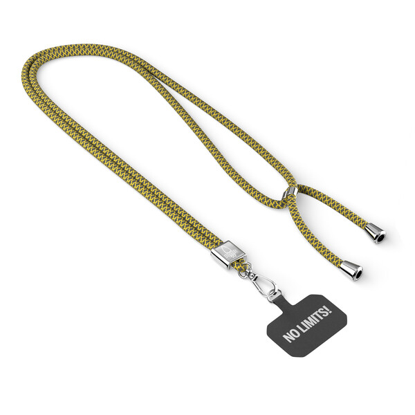 Moderno cordão cruzado para telemóvel em poliéster - Amarelo brilhante / Preto / Acessórios prateados