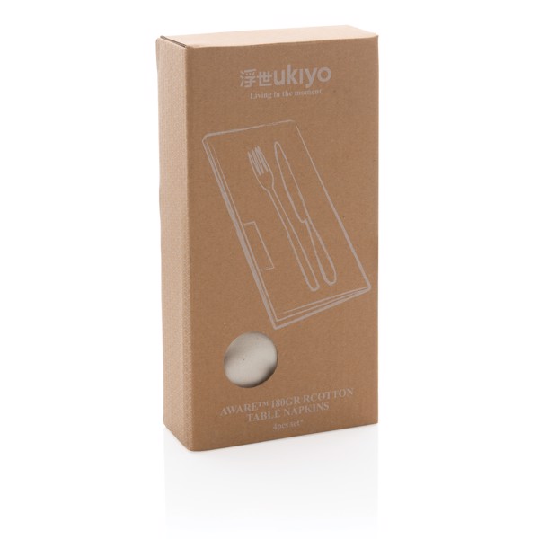 Set de 4 serviettes de table Ukiyo en rcotton 180gr Aware™ - Blanc Cassé