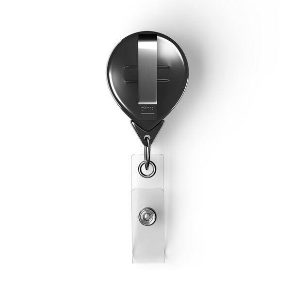 Zwijany identyfikator w kształcie kropli wody z logo ⌀2,5 cm - Klips do paska