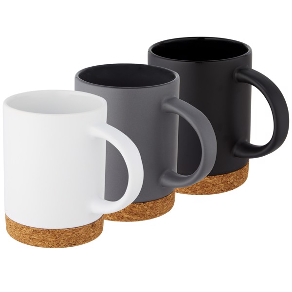 Neiva 425 ml ceramic mug with cork base - Black