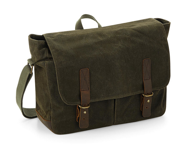 Heritage Waxed Canvas Messenger - Olive Green / ONE SIZE