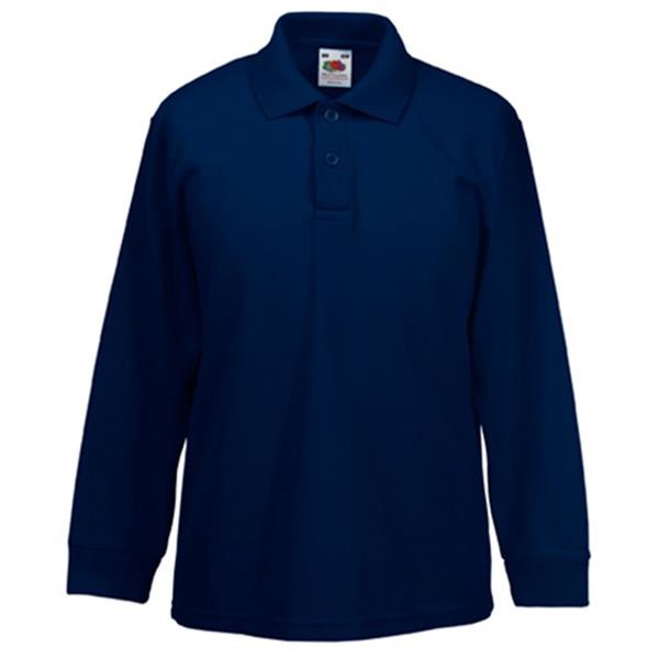 Polo 65/35 Kids Manga Comprida 180G - 65% Algodão/ 35% Poliéster - Branco / 152-12/13
