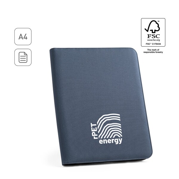 EMERGE FOLDER. 300 D recikliranog poliestera (100% rPET) A4 mapa s patentnim zatvaračem - Crna