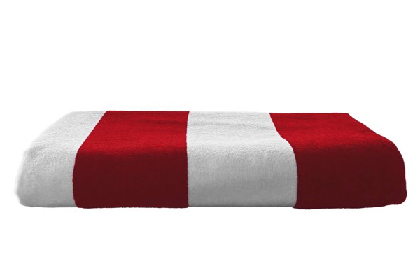 Olima „Classic Marine” Beach Velour Towel - Chilli Red / White