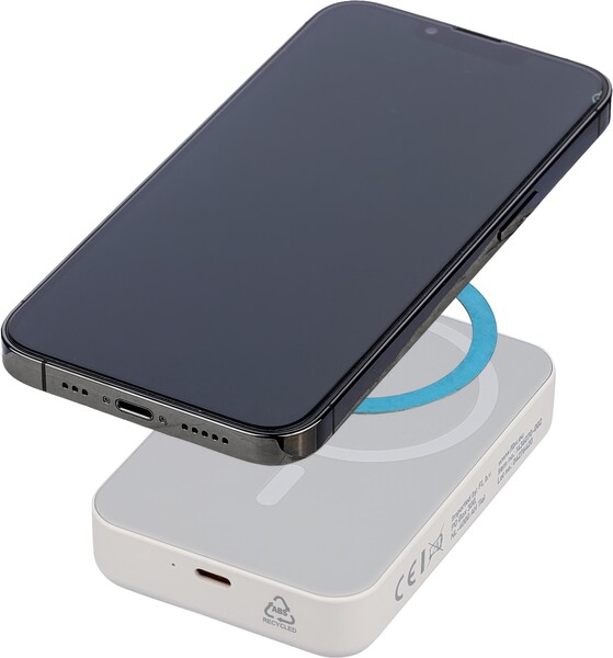 Gerecyclede draadloze oplader powerbank Meno - wit