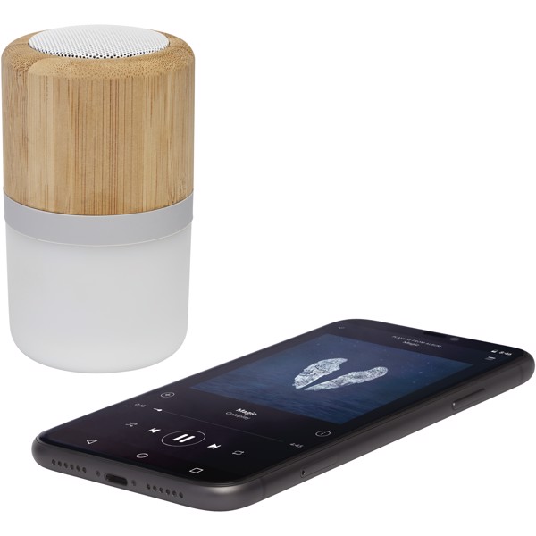 Haut-parleur Bluetooth® Aurea en bambou avec lumière