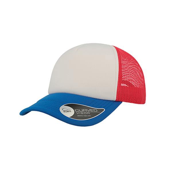 Casquette Rapper, 100% Polyester - Royal Bleu Et Rouge