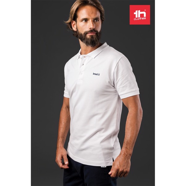THC MONACO WH. Men's short-sleeved piqué polo shirt in 100% cotton - White / XL
