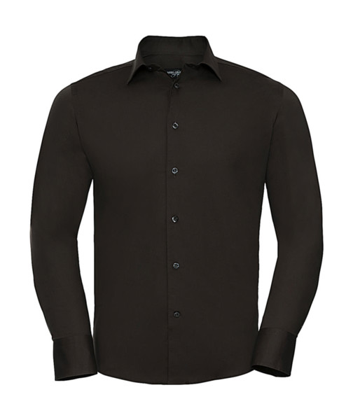 Fitted Long Sleeve Stretch Shirt - White / 3XL