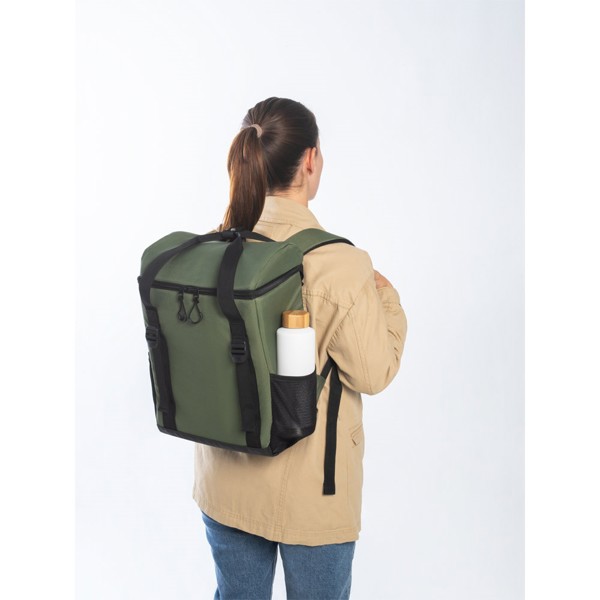 ROMA L. Thermal backpack padded in recycled polyester 600D ripstop 16 L - Dark Green