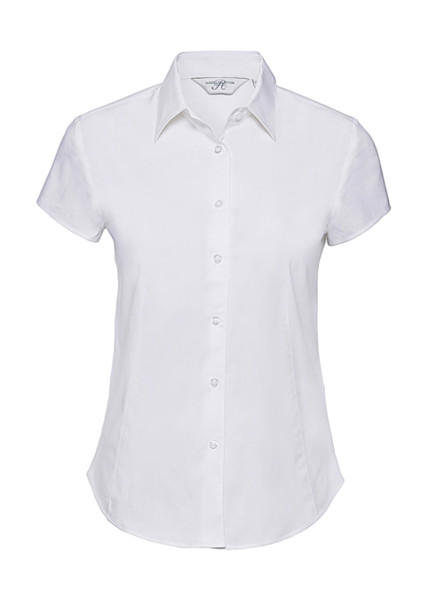 Fitted Short Sleeve Blouse - White / S