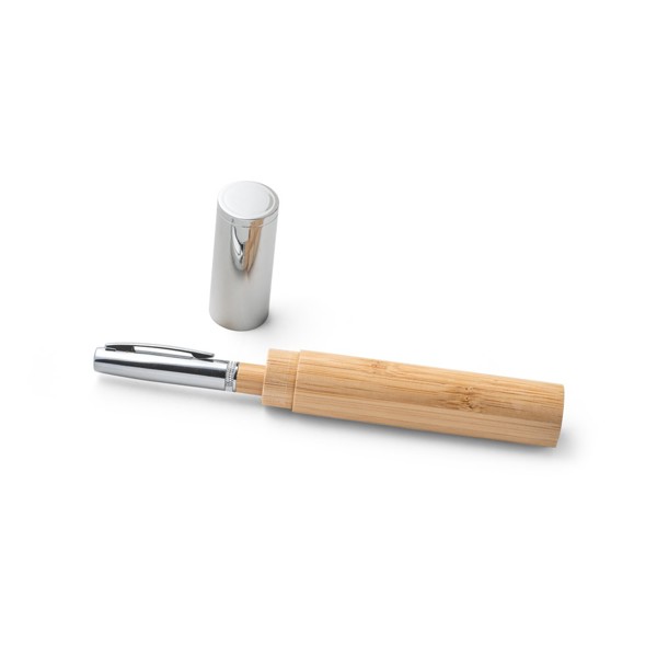 FUJI. Stylo bille en bambou et métal avec étui