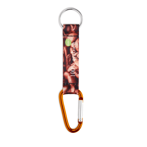 Carabiner with sublimated recycled polyester (rPET) strap - Orange