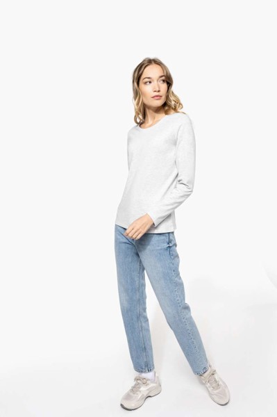 Ladies' Long-Sleeved Crew Neck T-Shirt - White / XL