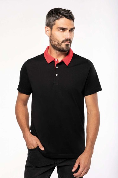 Muška dvobojna polo majica od džerseja - Bijela / Navy / 2XL