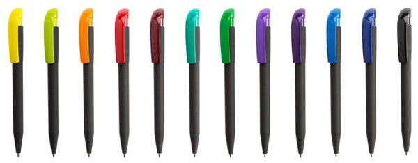 Bolígrafo Goma negra clip color