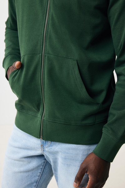 Mikina na zips s kapucňou Iqoniq Abisko z recykl. bavlny - Forest Green / L