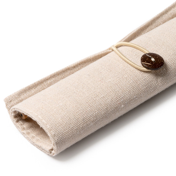 Natural writing set personalised with bamboo ruler, paper pencil and cardboard pen in jute pouch