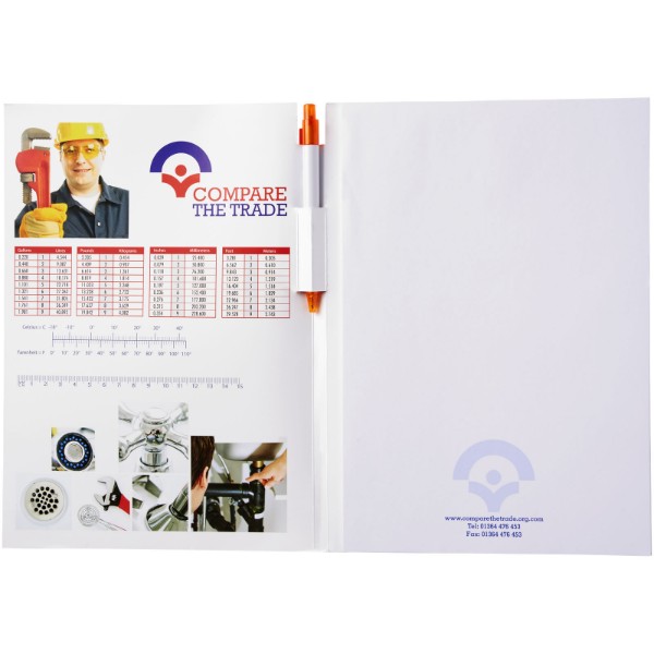 Essential conference pack A4 notepad and pen - White / Orange