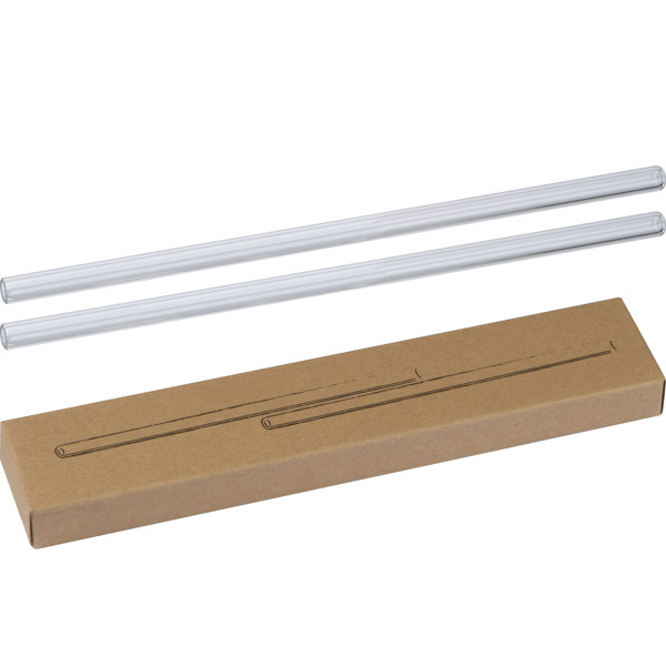 Set of 2 glass straws MARCELINA - Transparent