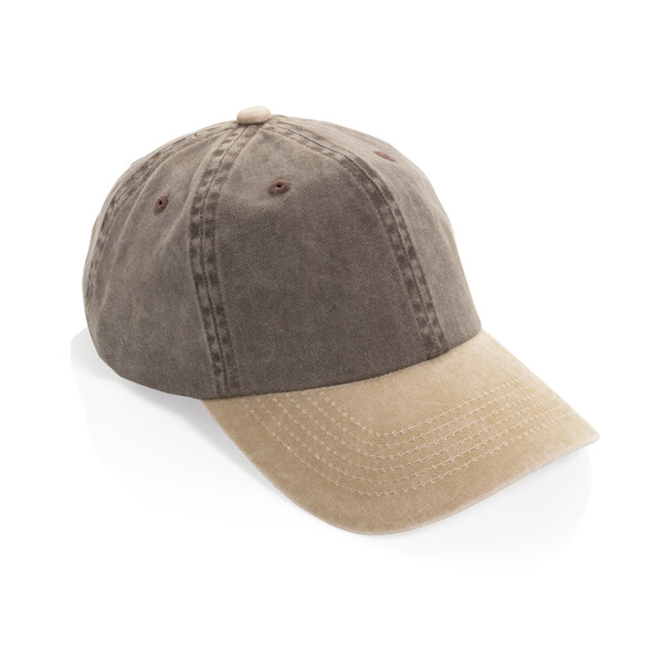 Dvojfarebná šiltovka BEAU AWARE™ Washed, 6 panelov, 270 g/m² - Hnedá