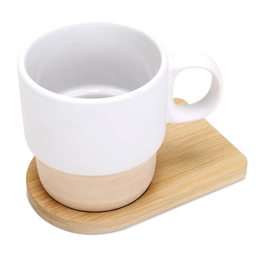 STACKABLE SUBLIMATION MUG WITH BAMBOO BASE “GERARD”